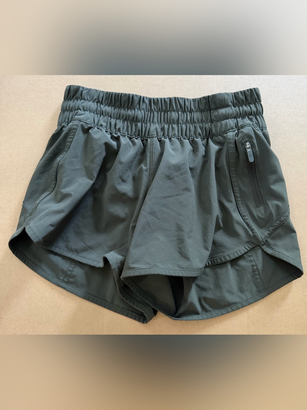 Lululemon Olive Green Athletic Shorts with Zip Pocket 4